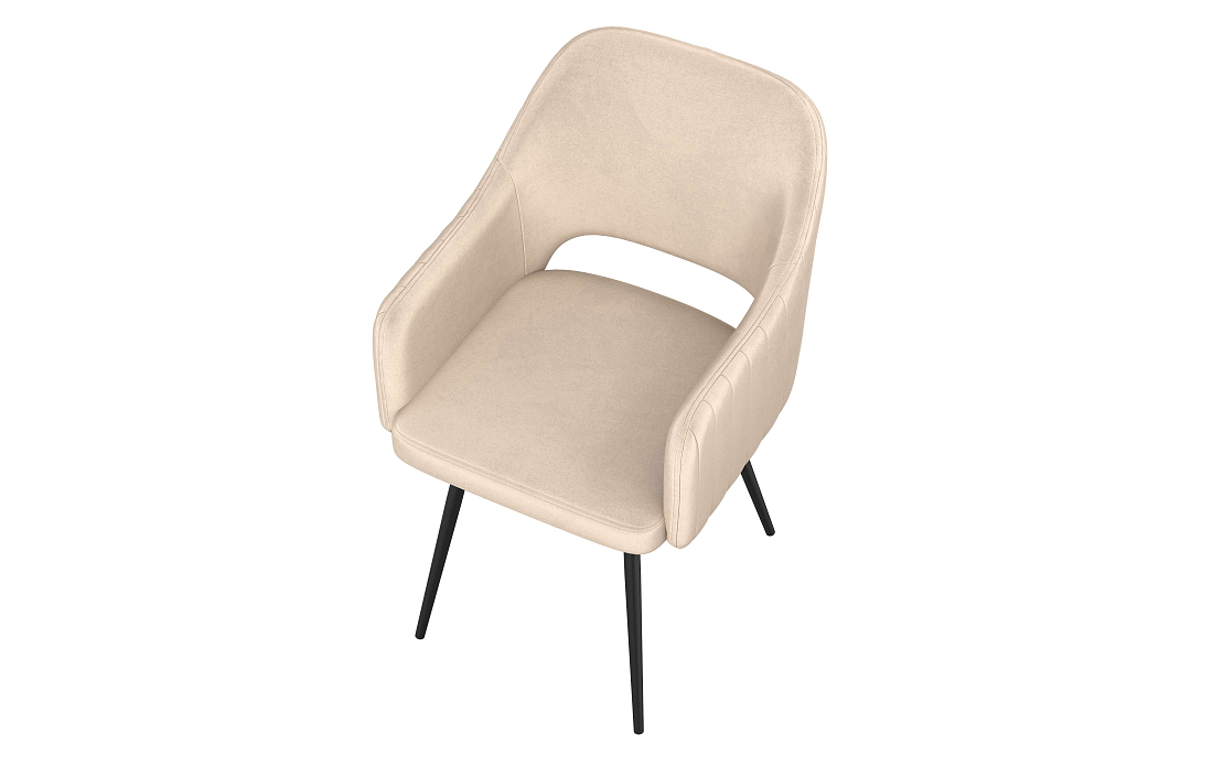 Стул Берта Т велюр конфетти крем/Цвет металл черный